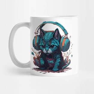 little cat listening to music Mug